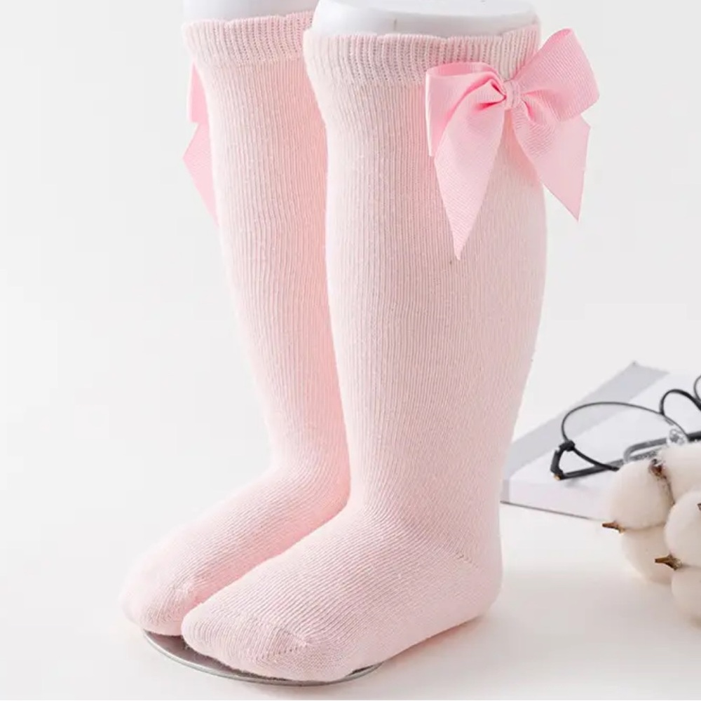 New Solid Knee High Socks‎ With Bows